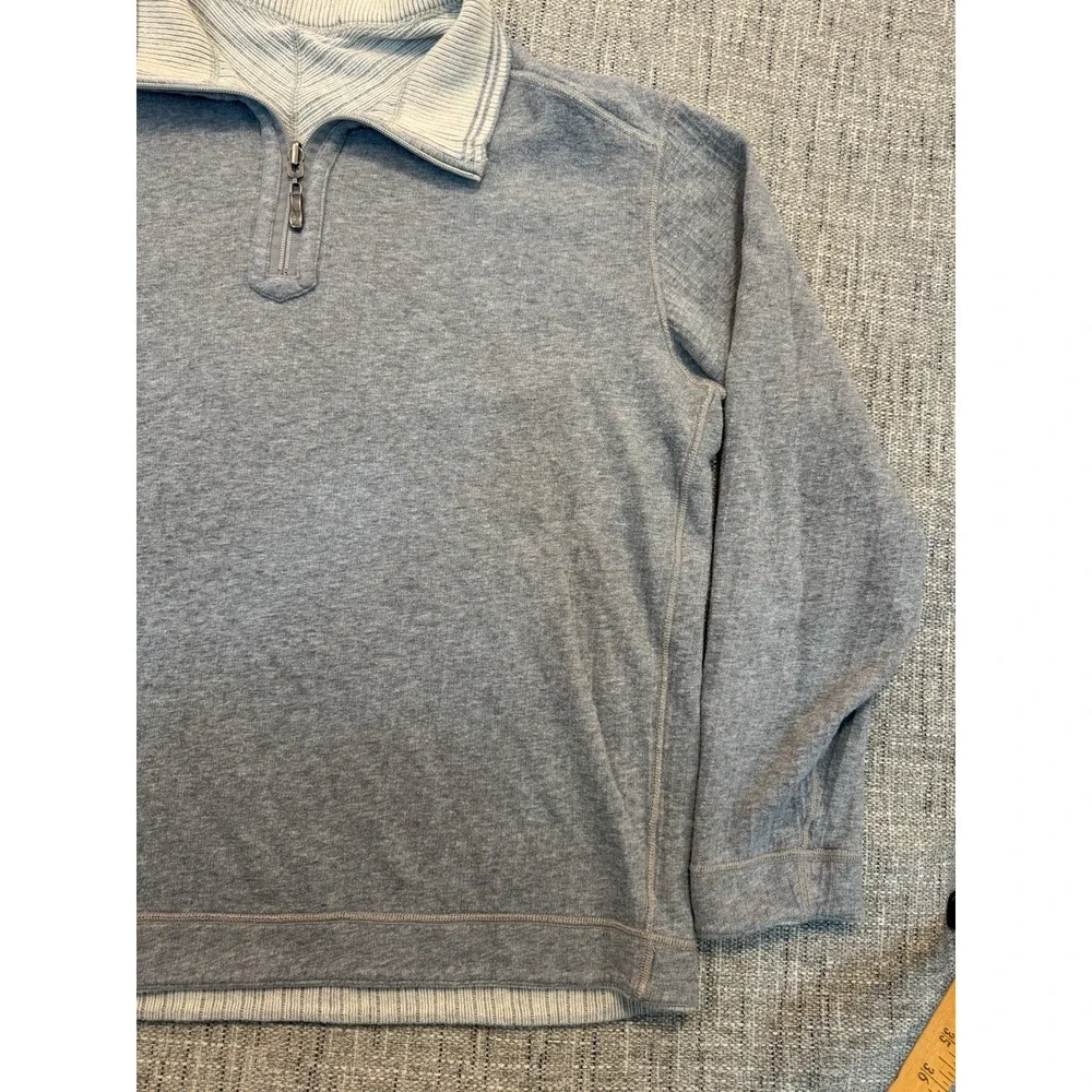 Tommy Bahama Reversible Sweater Mens XL Gray/stripe Quarter Zip Pullover Outdoor